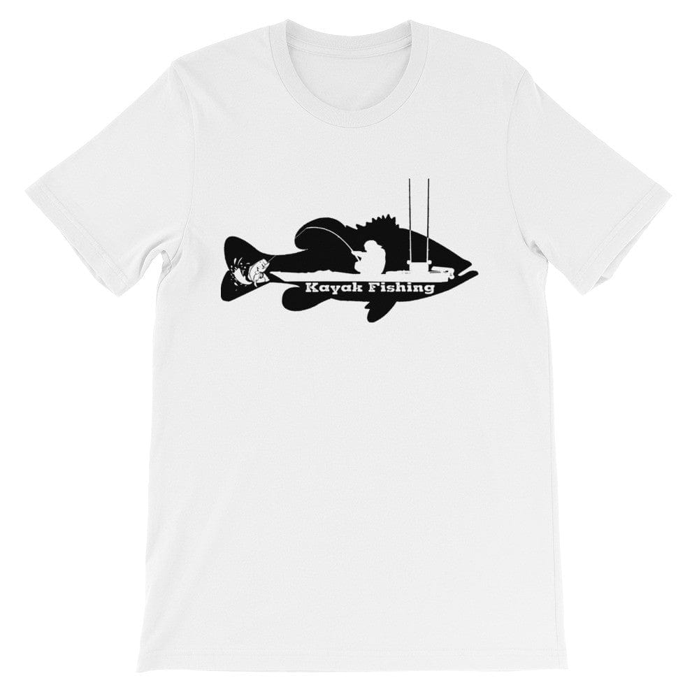 Kayak Bass Fishing T-Shirt (Black Print) White / S